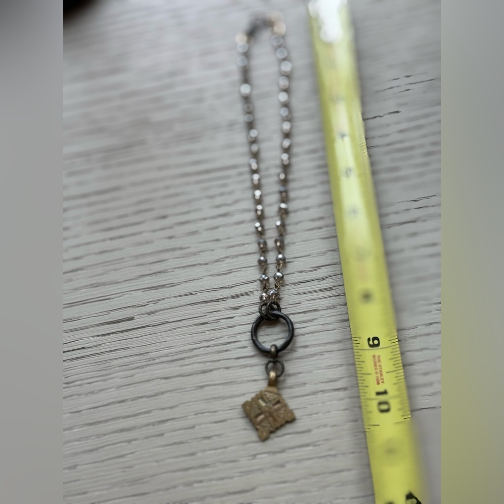 Artisan Sparkly Elegant Gold Pendant Necklace Funky Bohemian - Picture 5 of 6